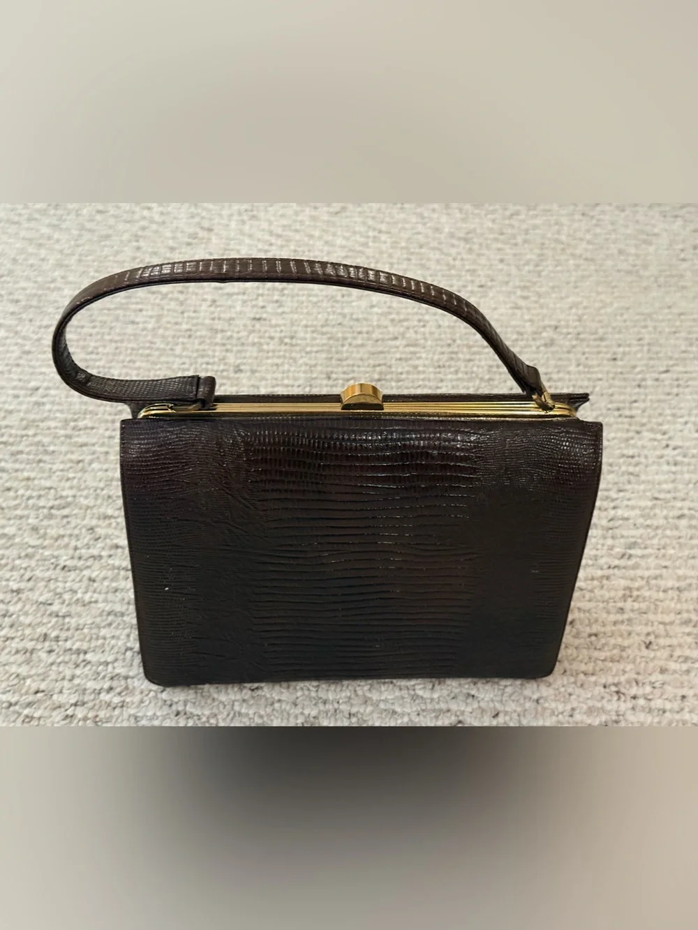 Classic vintage Mam’Selle Original New York  Brown Lizard-Textured Top-Handle